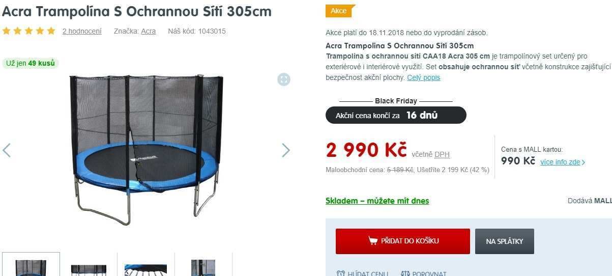 Trampolína Acra s ochrannou sítí 305 cm 