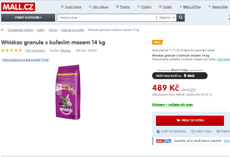Whiskas granule kuřecí 14 kg