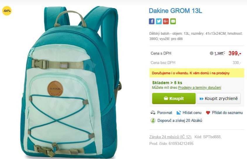 Batoh pro děti Dakine GROM 13L