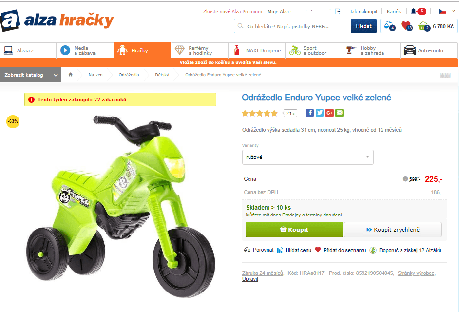 Dětské odrážedlo Yupee velké