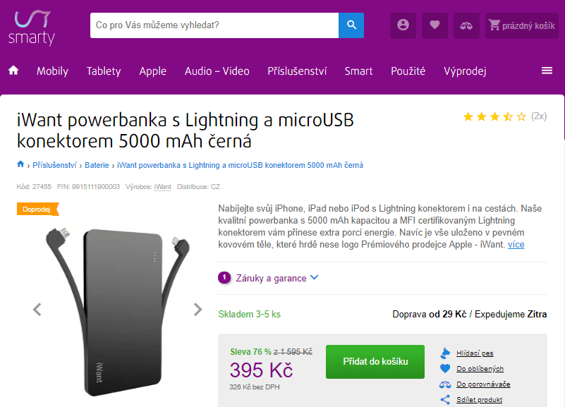 Powerbanka iWant, Lightning, 5000 mAh