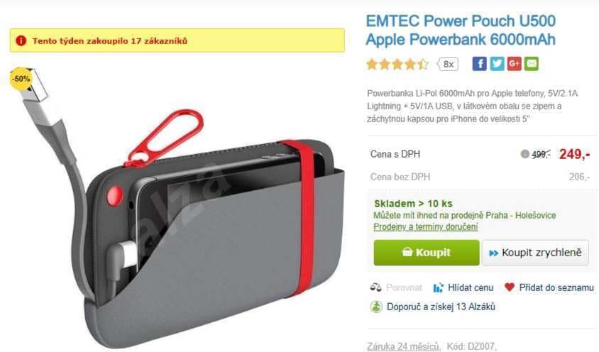 Powerbanka i pro Apple, Emtec, 6000mAh