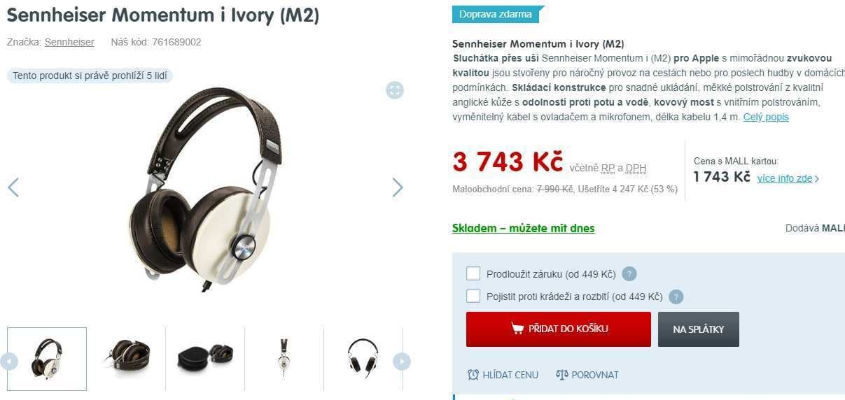 Špičkové sluchátka Sennheiser Momentum M2