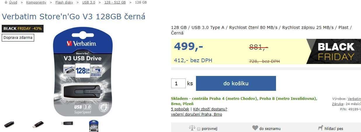 USB 3.0 flash disk Verbatim, 128 GB
