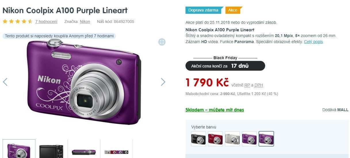 Nikon Coolpix A100, 20MPx, až 10x zoom