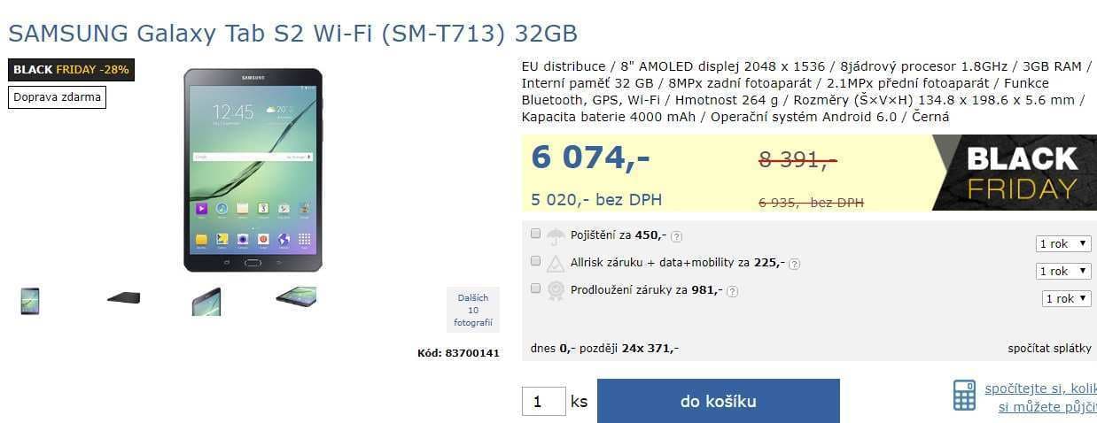 Tablet Samsung, 8x 1,8GHz, 3GB RAM, 8"