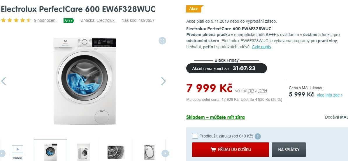 Pračka Electrolux, 8kg, 1200 ot, A+++