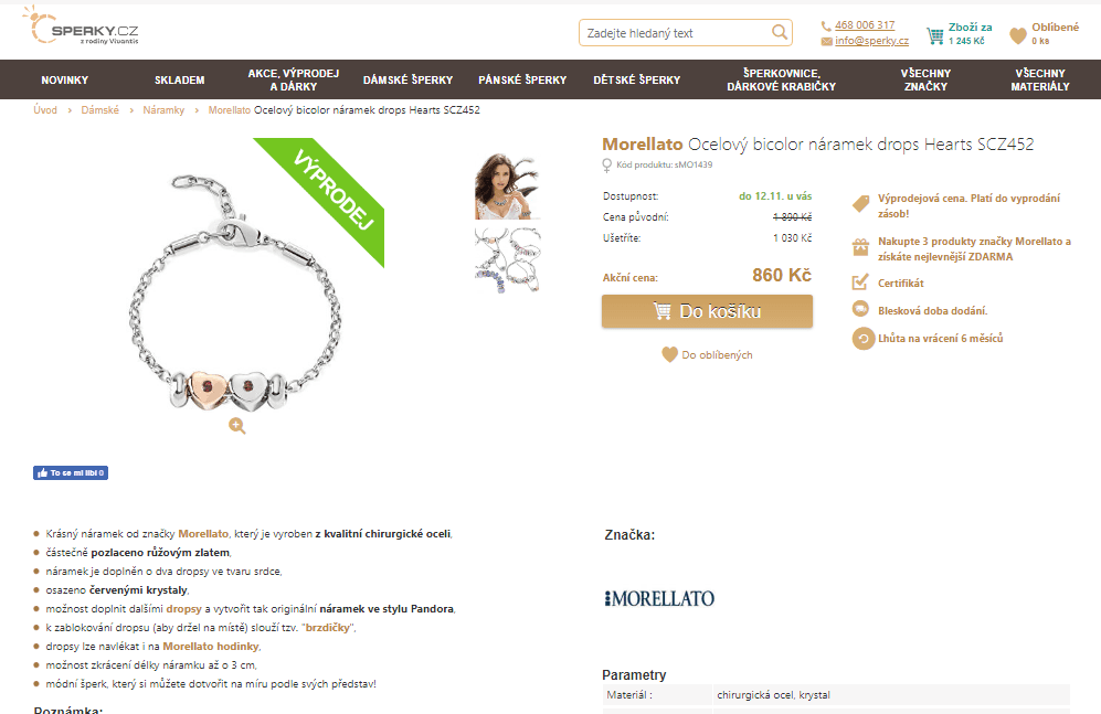 Náramek Morellato Drops Hearts SCZ452