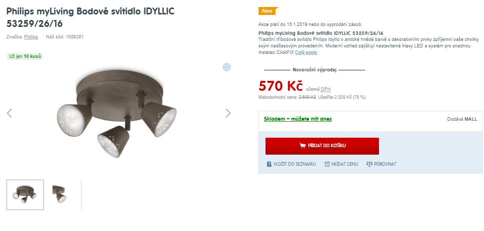 Stropní bodové svítidlo Philips Idyllic