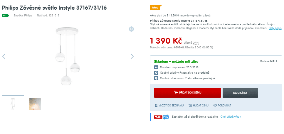 Závěsné světlo Philips Instyle 371673116