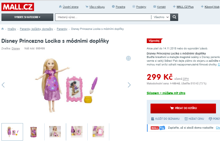 Disney Princezna Locika s módními doplňky