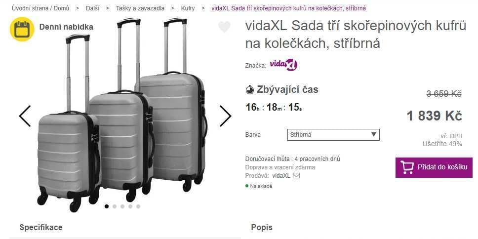 3 skořepinové cestovní kufry