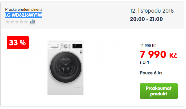 Pračka LG, A+++, 1200 ot., 6,5 kg, NFC