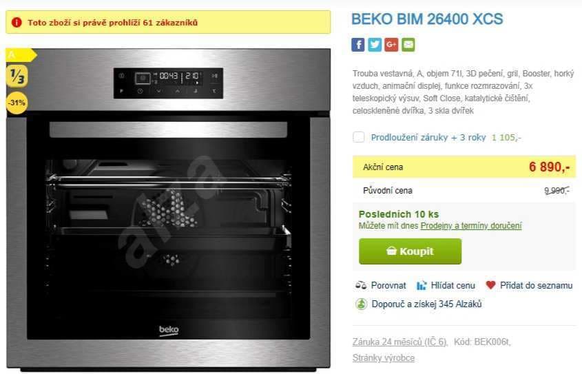 Vestavná trouba BEKO, gril, 3D