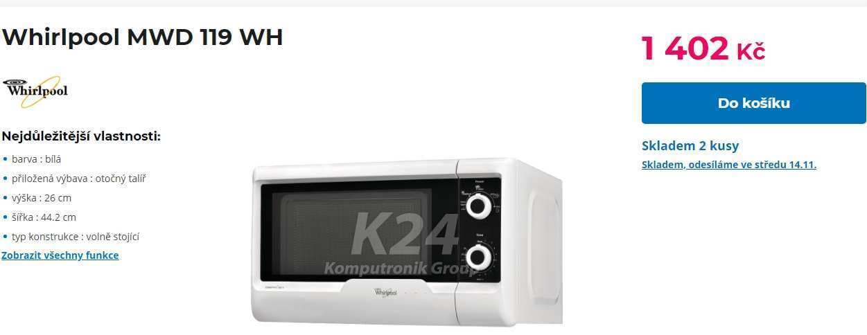 Mikrovlnka Whirlpool MWD 119 