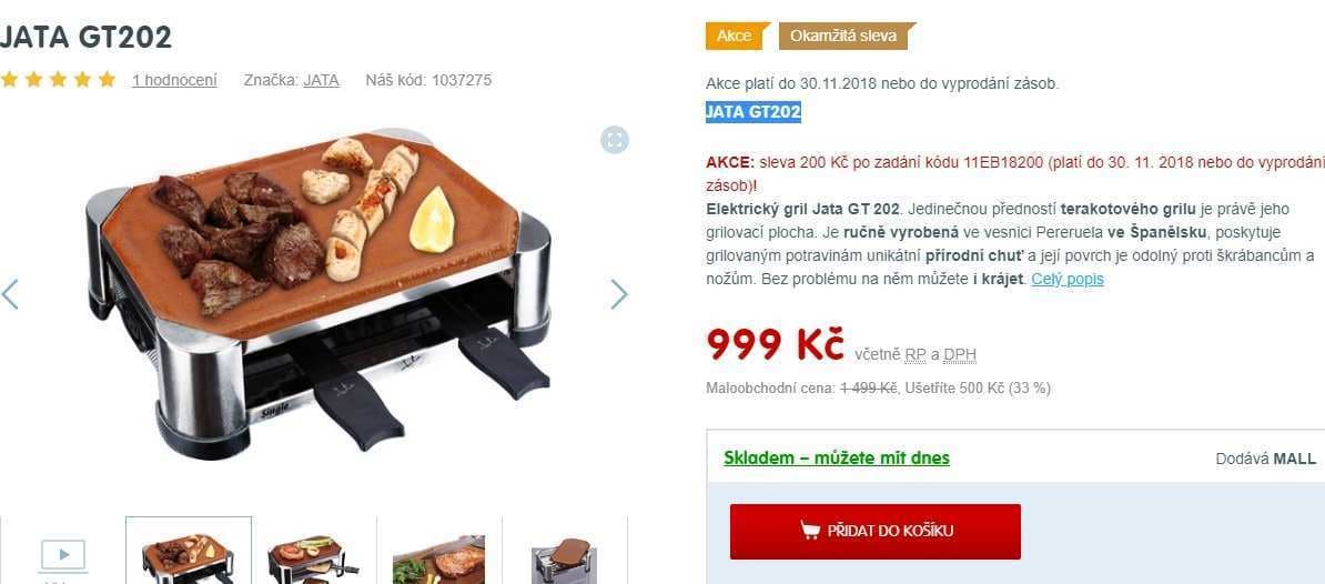 Terakotový stolní el. gril Jata