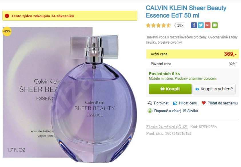 Dámský parfém CALVIN KLEIN Sheer 50ml
