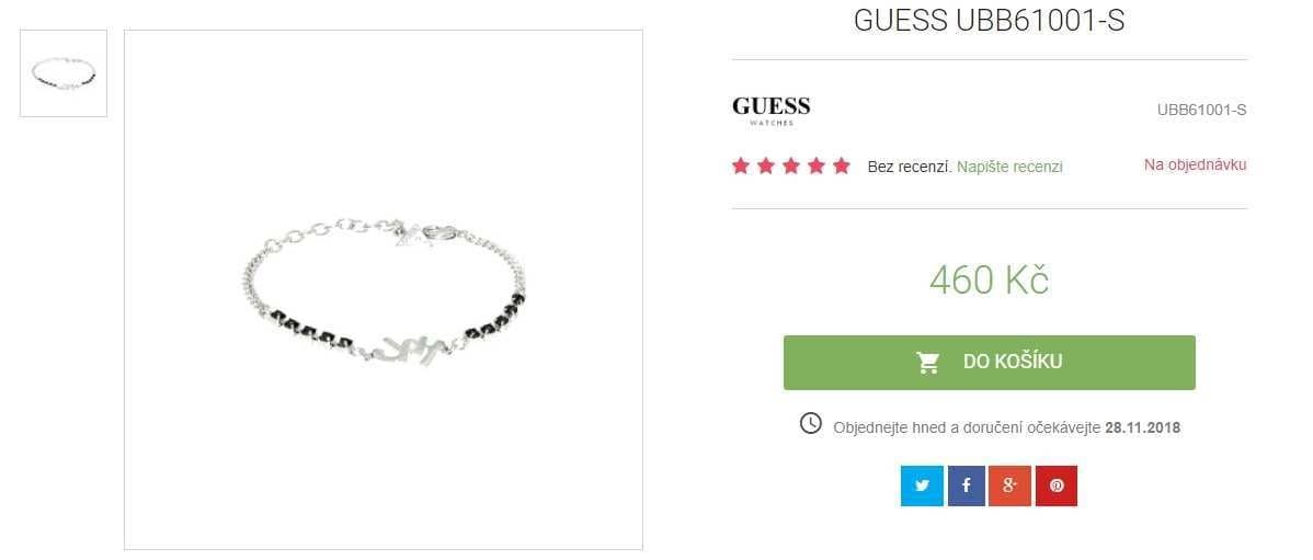 Náramek Guess s nápisem a šedými krystaly