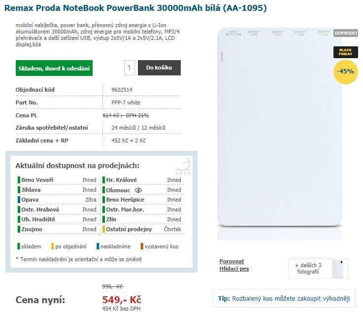 Powerbanka Remax Proda, 30000 mAh