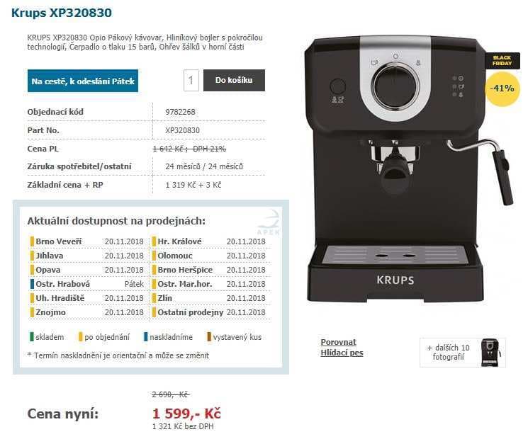 Pákové espresso Krups XP 320830