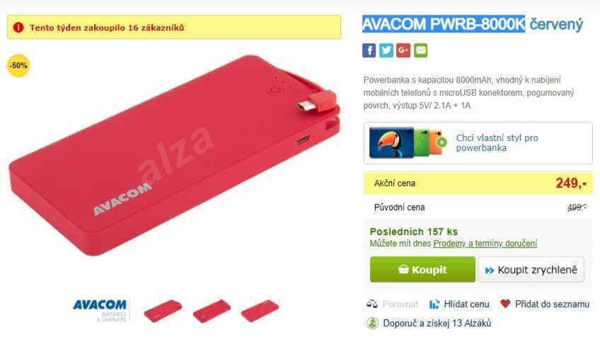 Powerbanka Avacom, 8000 mAh