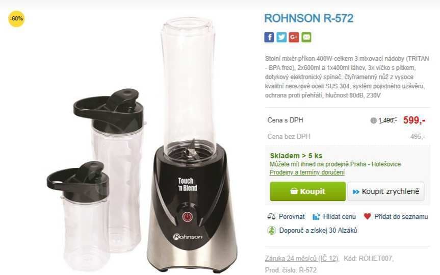 Stolní mixér Rohnson, 3 nádoby