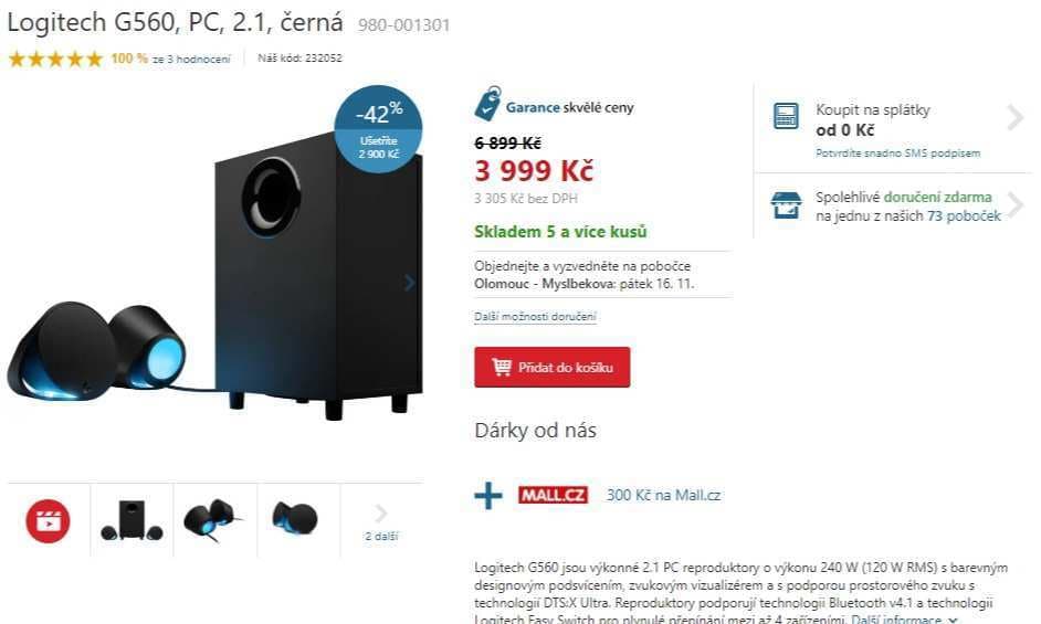BT reproduktory Logitech, 120 W, subwoofer