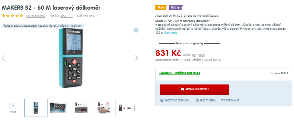 Digitální laserový dálkoměr Makers