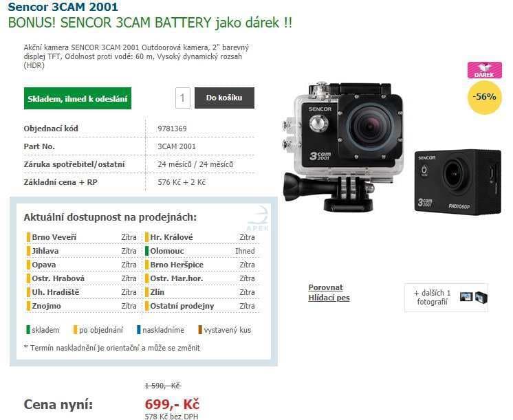 Akční kamera Sencor + baterie zdarma
