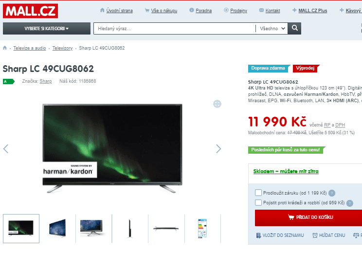 Ultra HD TV, Smart, 123cm, Sharp, HarmanKardon