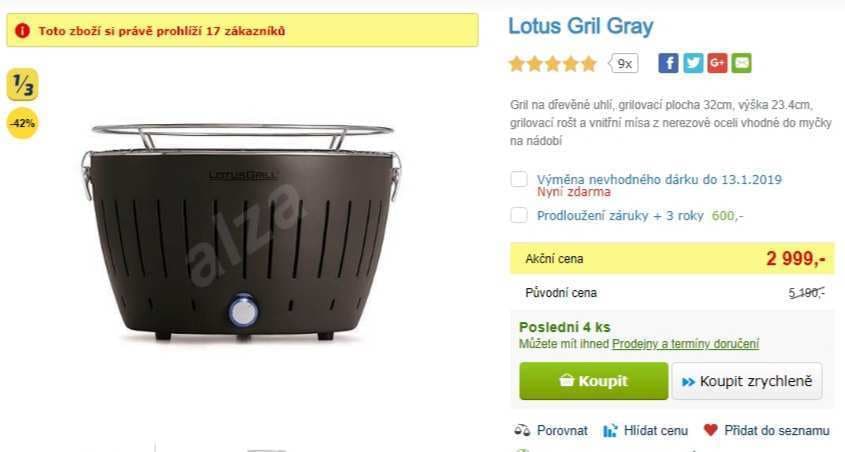 Bezkouřový gril na dřevěné uhlí Lotus