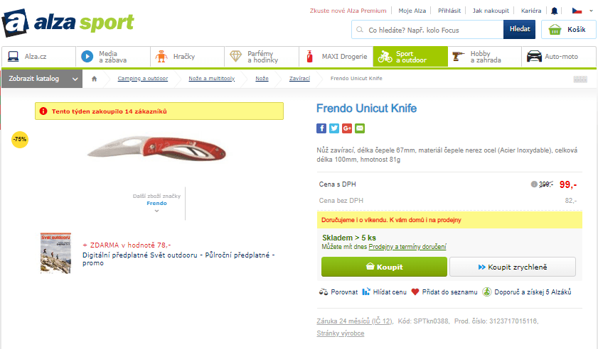 Zavírací nůž Frendo Unicut Knife