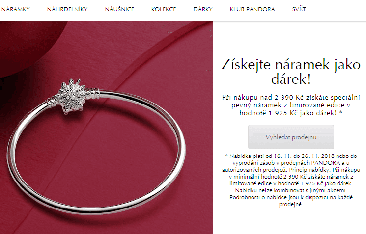 Náramek zdarma k nákupu Pandora