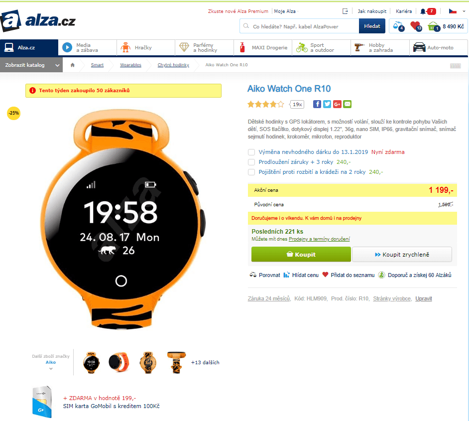 Chytré hodinky pro děti Aiko Watch (GPS)