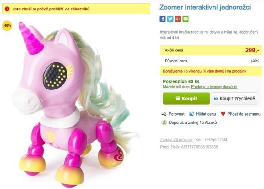Interaktivní hračka Zoomer Interaktivní jednorožci
