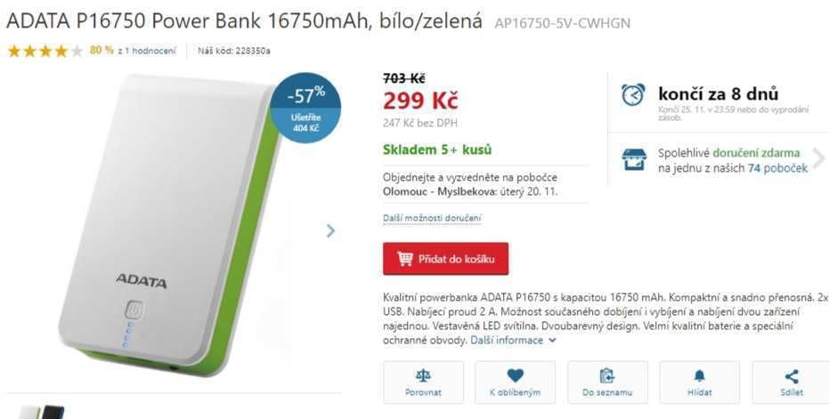 Powerbanka Adata, 16750 mAh