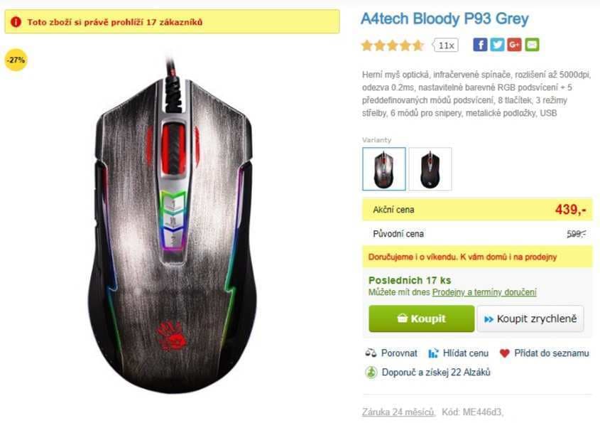 Herní myš A4Tech Bloody P93