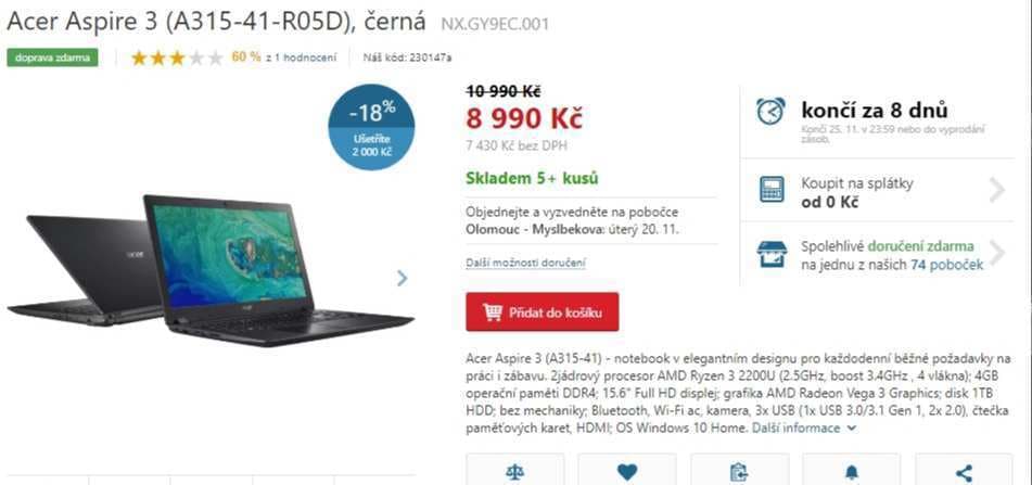 Acer, 3,4GHz, 4GB RAM, 15,6"