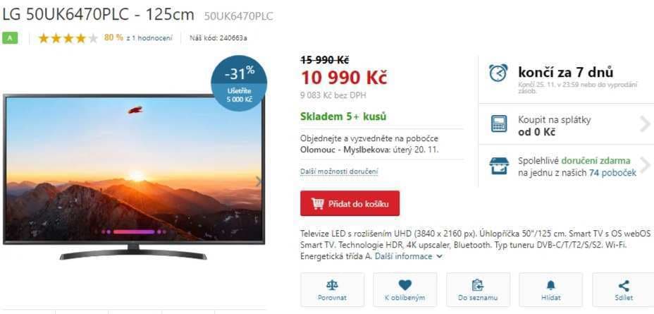 Ultra HD TV, HDR, Smart, 126 cm, LG