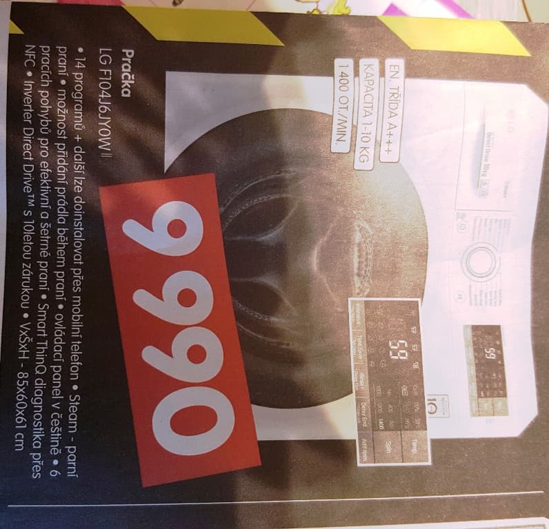Parní pračka LG, 10kg, 1400 ot., NFC, A+++
