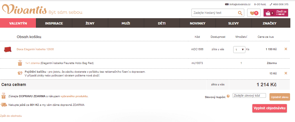 Vivantis - kabelky v akci 1+1 zdarma