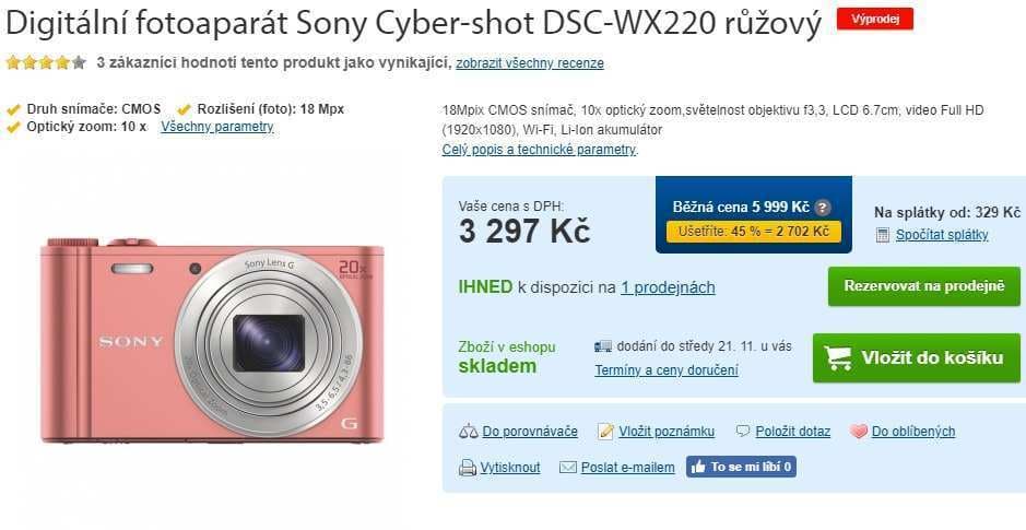 Sony, 18,2MPx, 10x zoom, Wifi