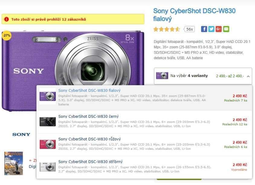 Sony CyberShot, 20,1 MPx,8x zoom