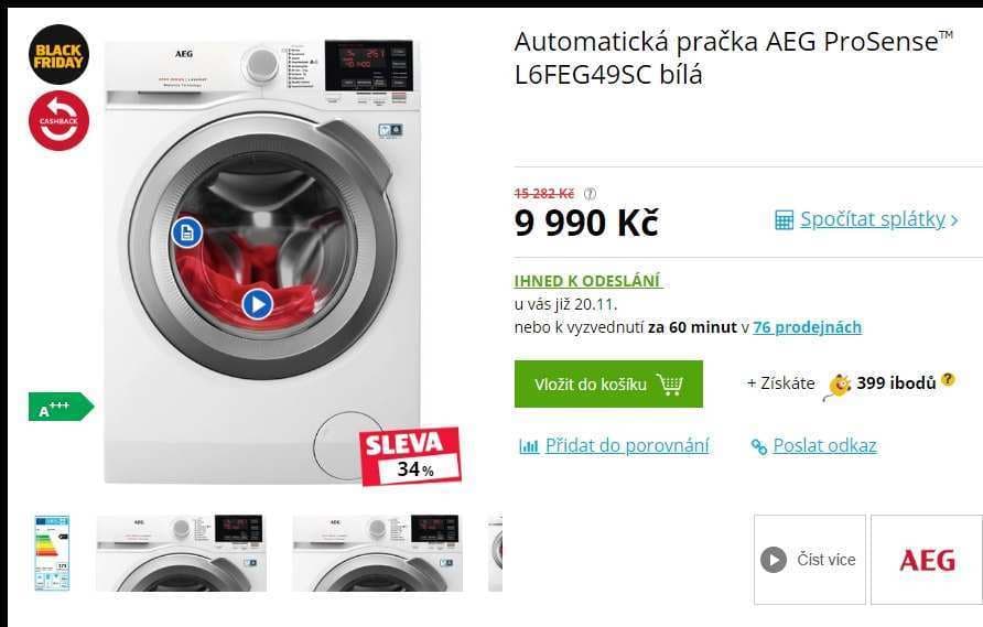 Pračka LG, 9kg, 1400 ot., A+++