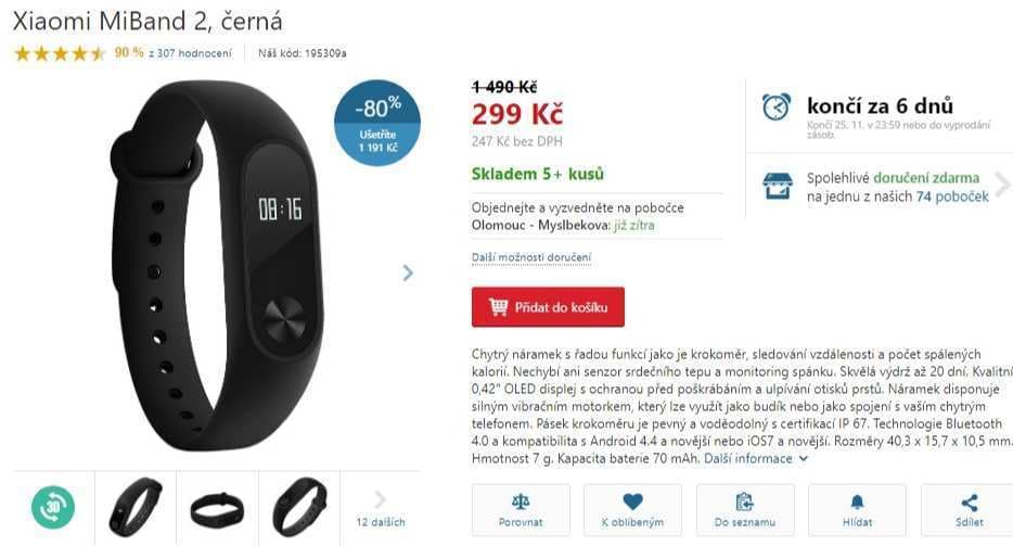 Fitness náramek Xiaomi MiBand 2