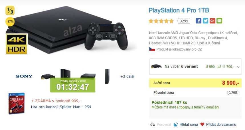 Sony PlayStation 4 Pro 1TB + hra