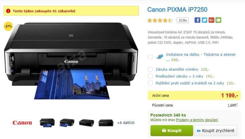 Barevná ink. tiskárna Canon, Wifi