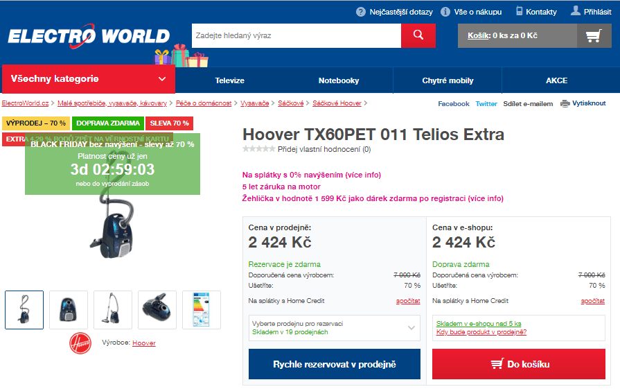 Sáčkový vysavač Hoover Telios Extra