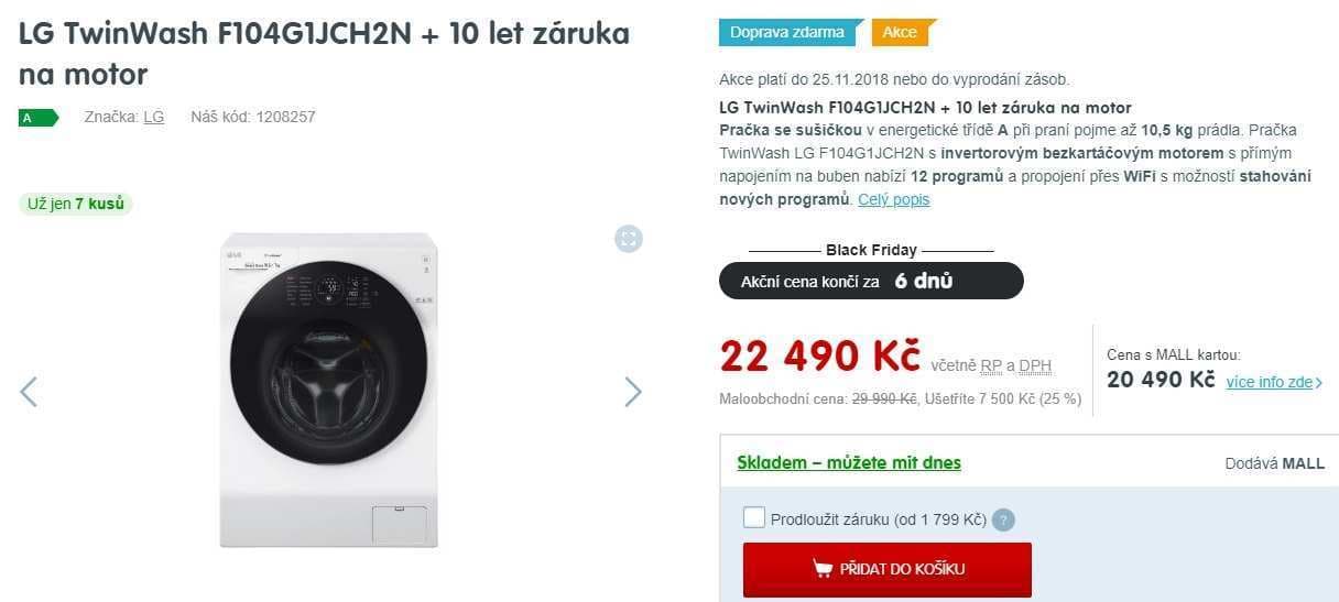 Pračka se sušičkou LG, 10,5/7 kg, pára, Twin