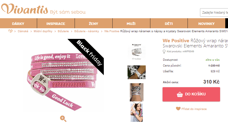 Wrap náramek We Positive s krystaly